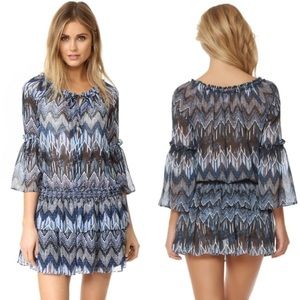 ⭐️NWT Red Carter Chiffon Beach Coverup Tunic Indigo Multi Size Medium